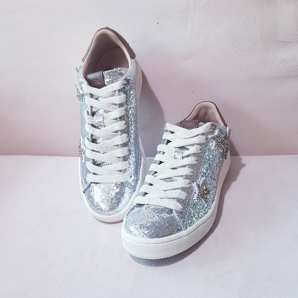 COACH STAR EMBELLISHED GLITTER & LEATHER SNEAKERS - Picture 7 of 14